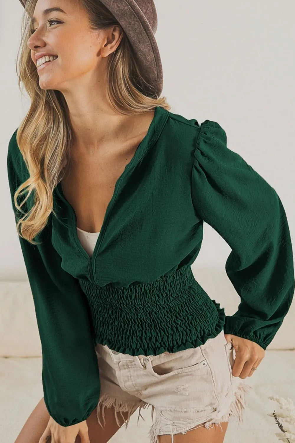 smocked waist top