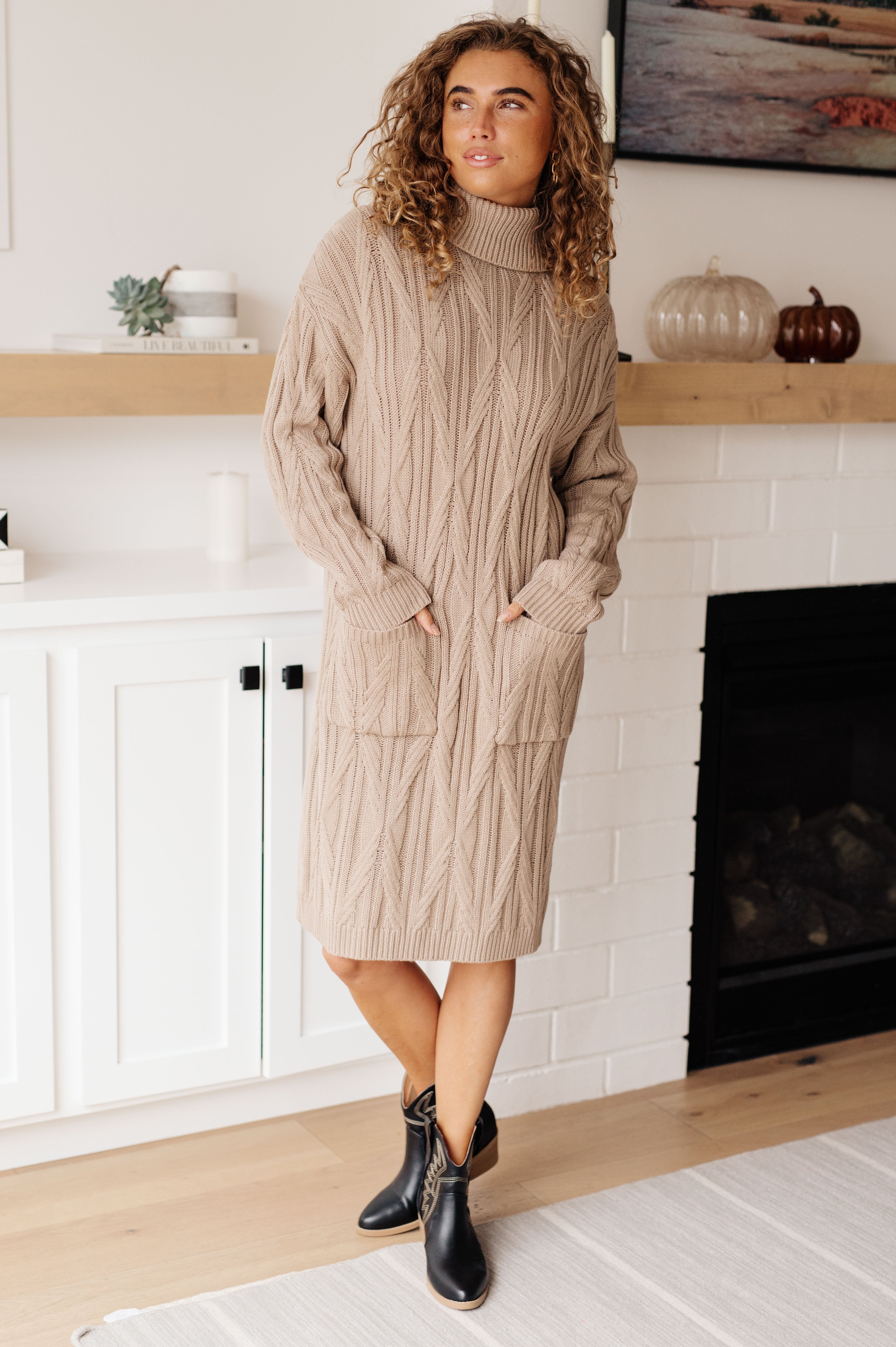 Cable Knit Sweater Dress