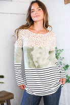 Leopard Tie Dye Stripe long sleeve Shirt