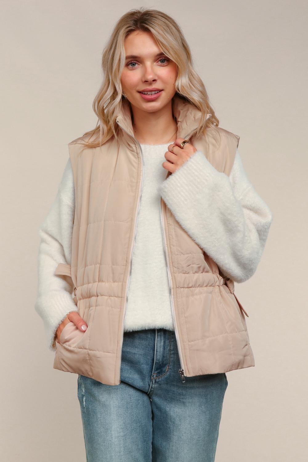 Tan Quilted Vest