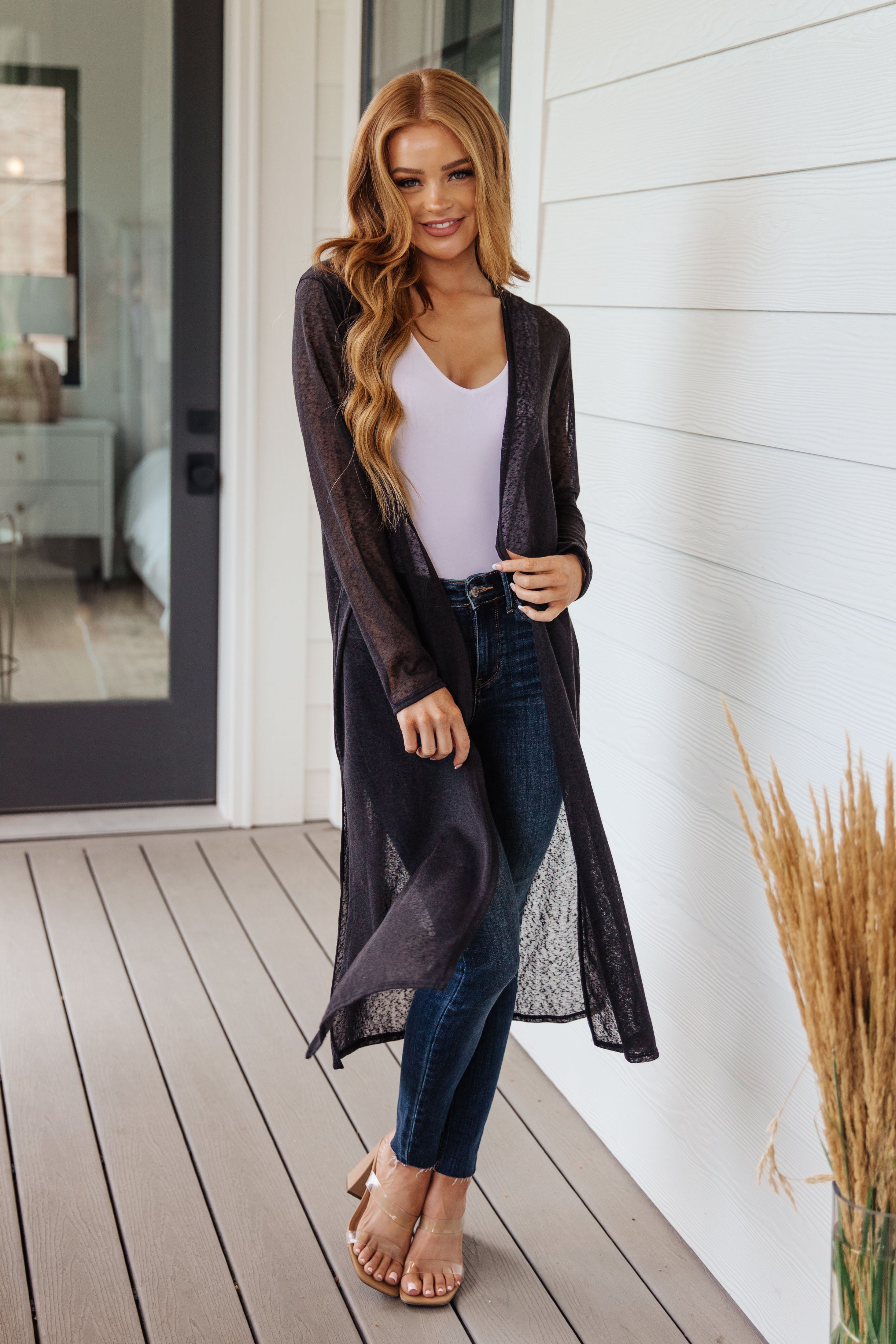 Sheer duster cardigan