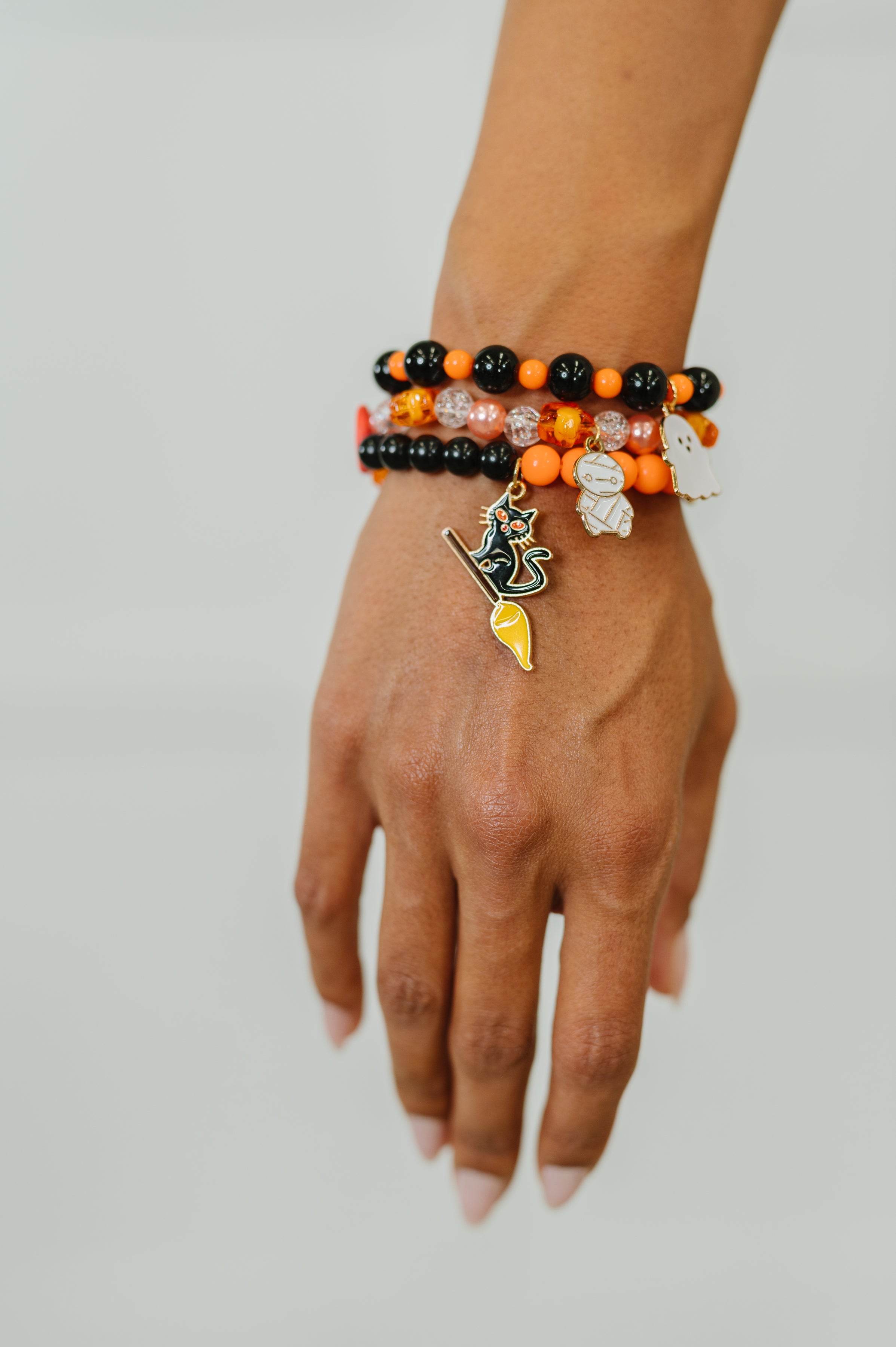 Halloween beaded bracelet stack