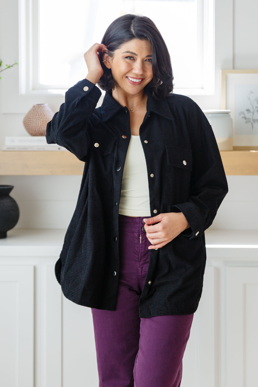 corduroy button down top