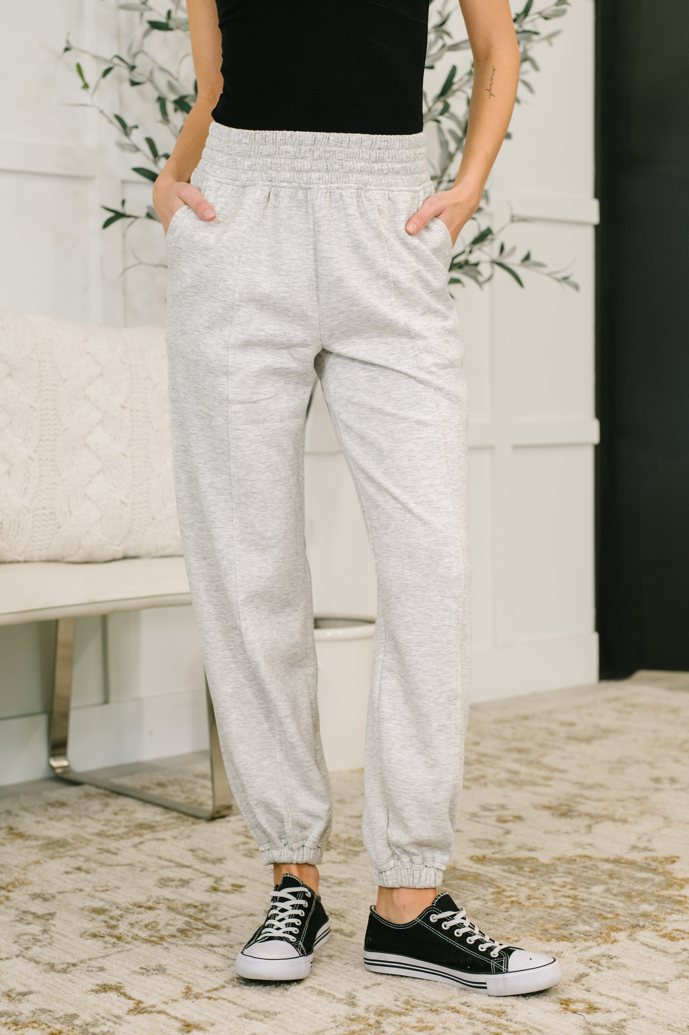 scuba joggers, heather grey sweatpants, high stretch loungewear, women's designer joggers, premium athletic bottoms, comfortable street style, grey scuba pants, Every Second joggers
