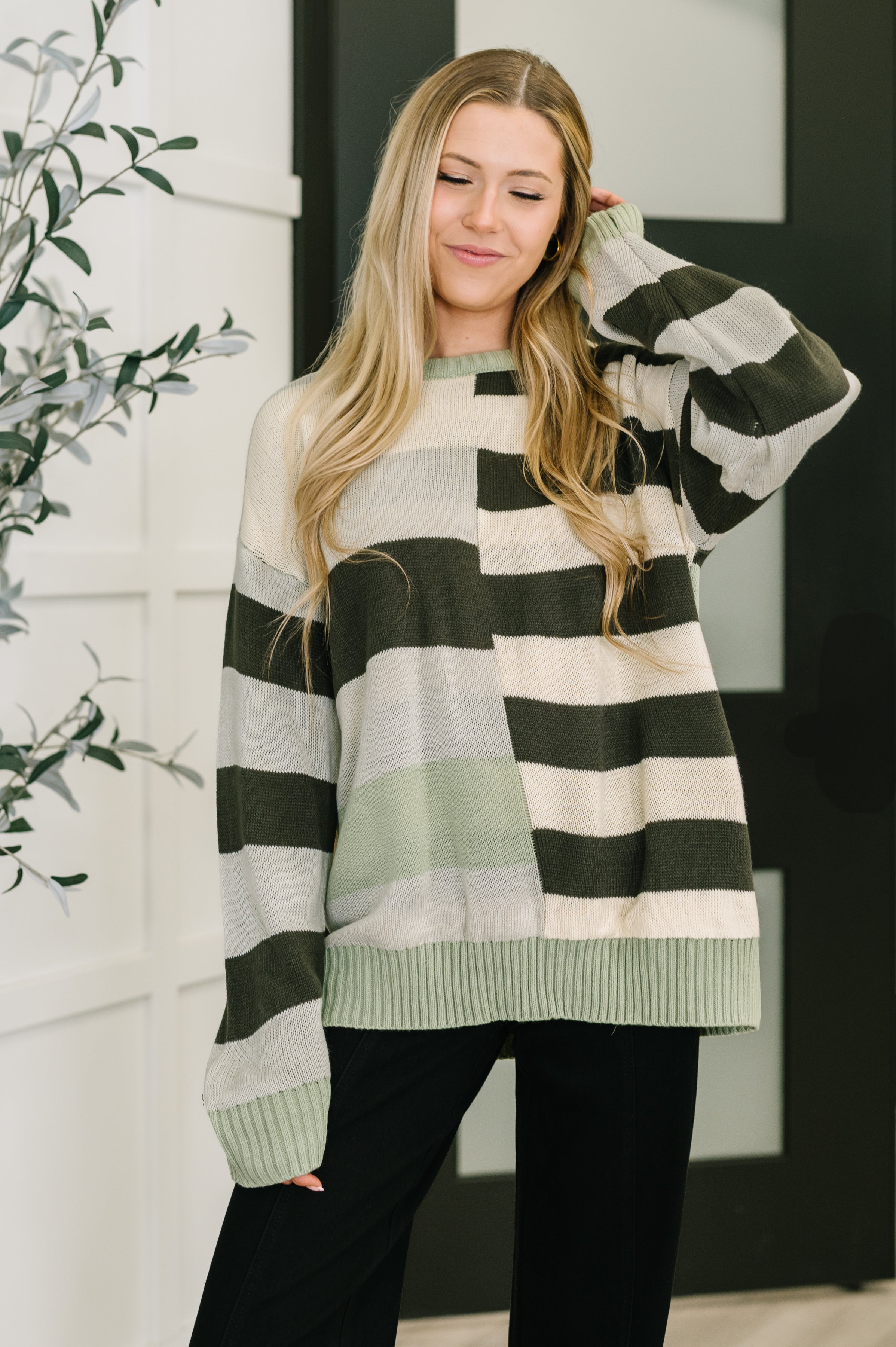Color Block Knit Pullover
