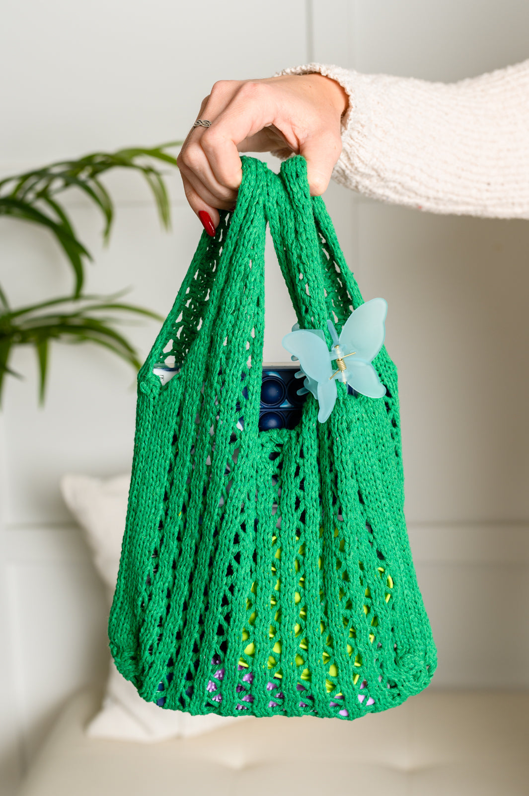girls tote bag, kids green handbag, open weave mini bag, girls holiday gifts, mini me accessories, crochet style bag for kids, children's fashion tote