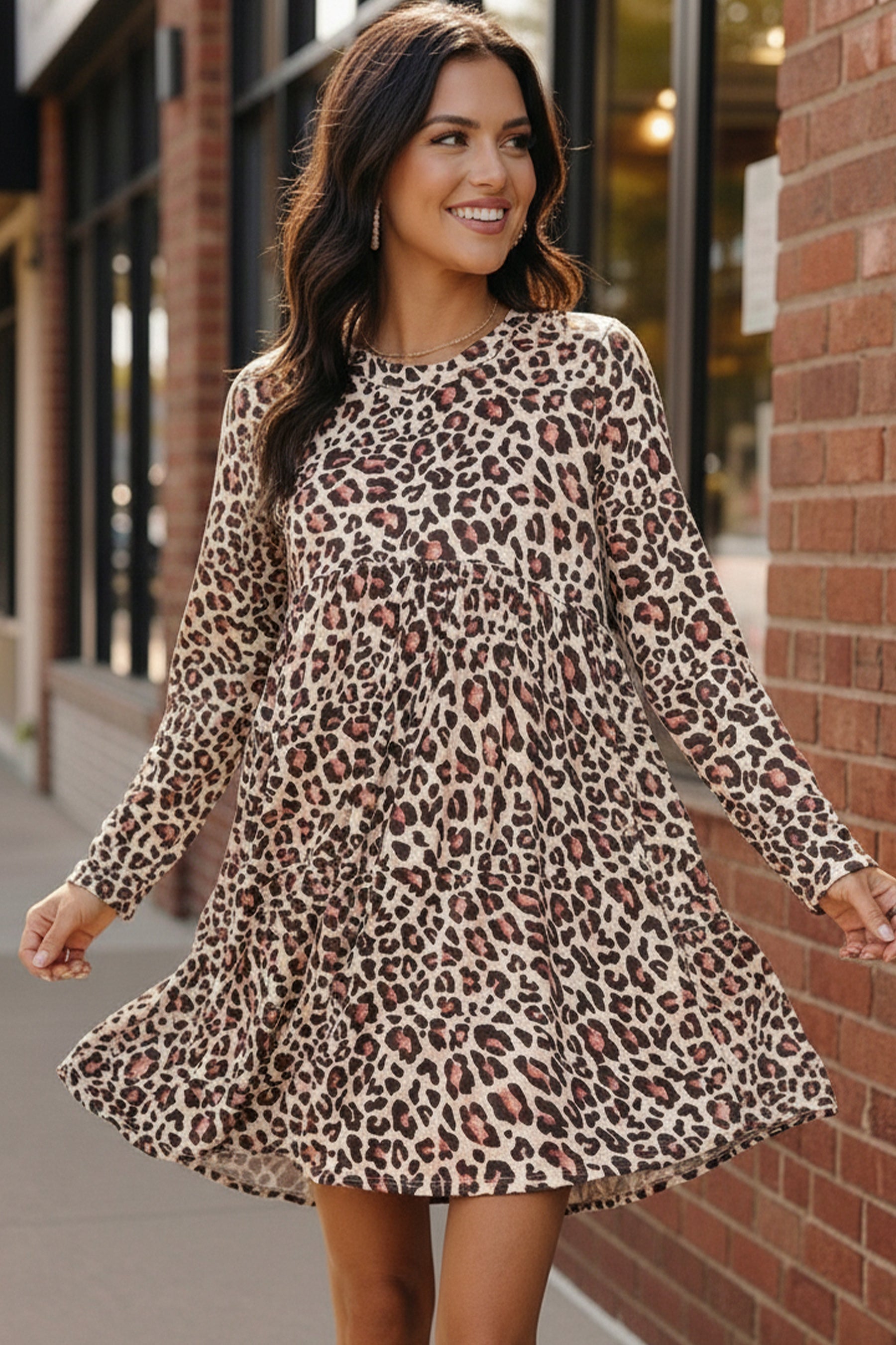 Leopard Print Tiered Dress