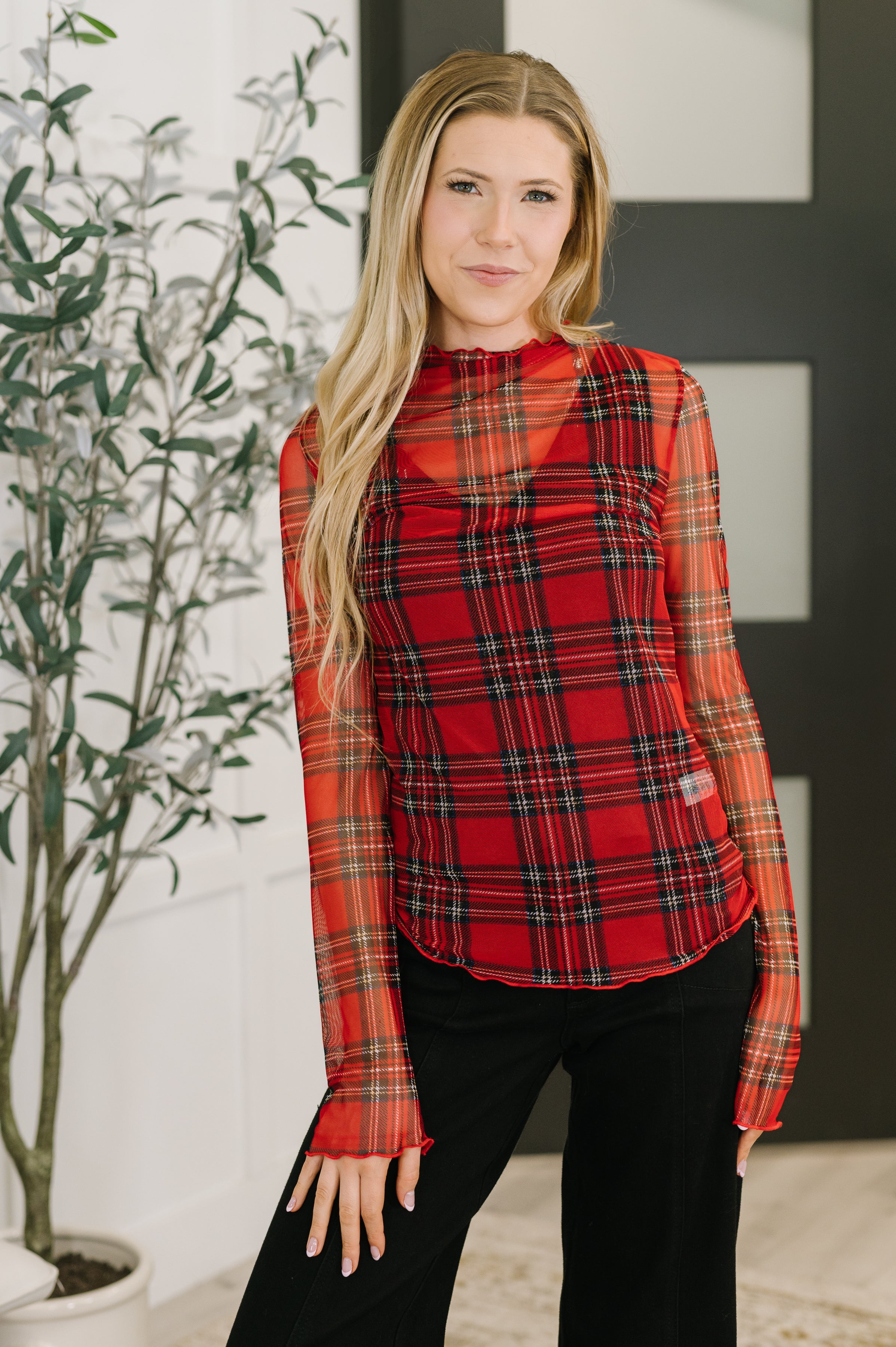 Sheer Plaid Shirt