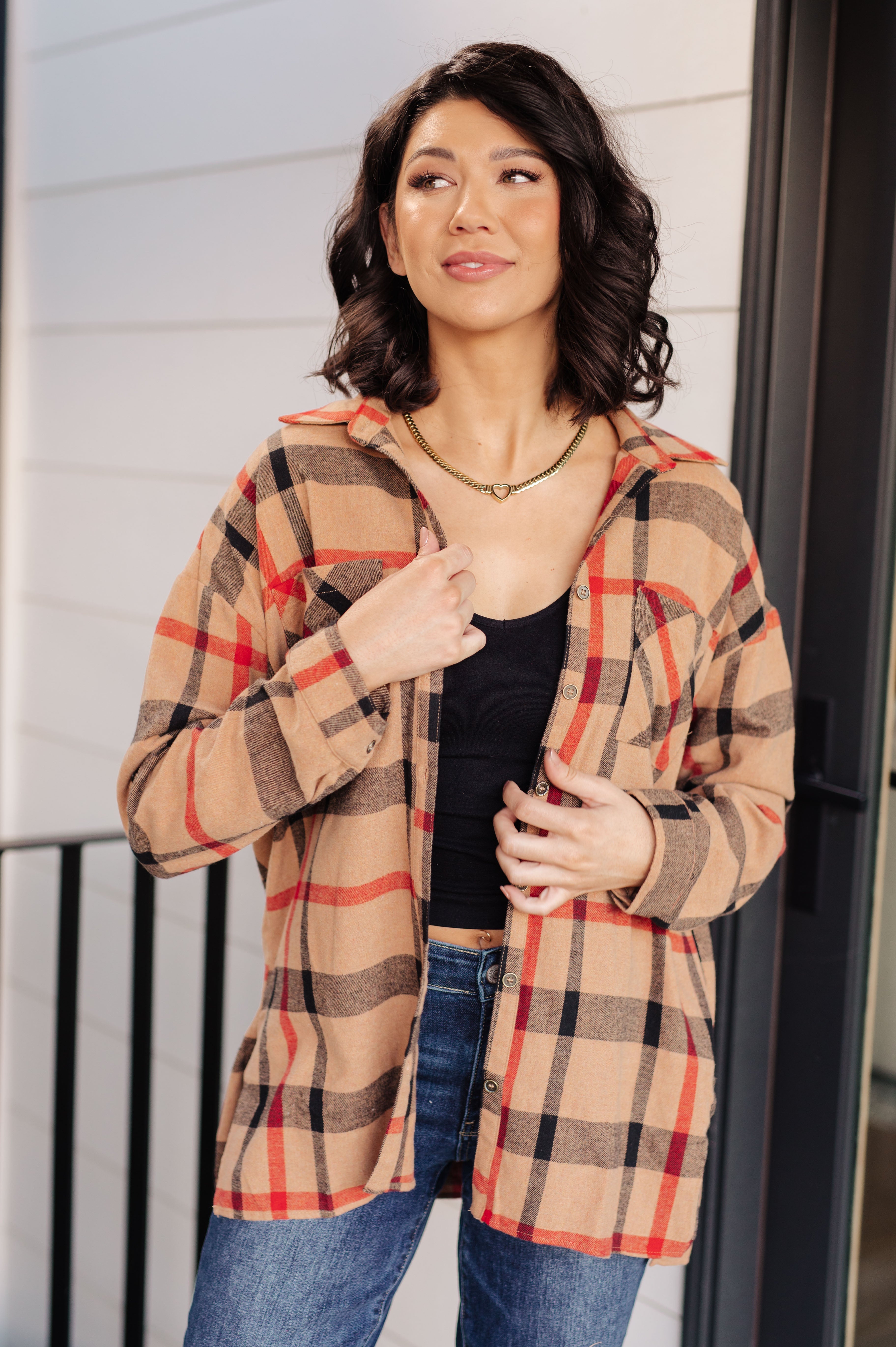 oversized plaid button up