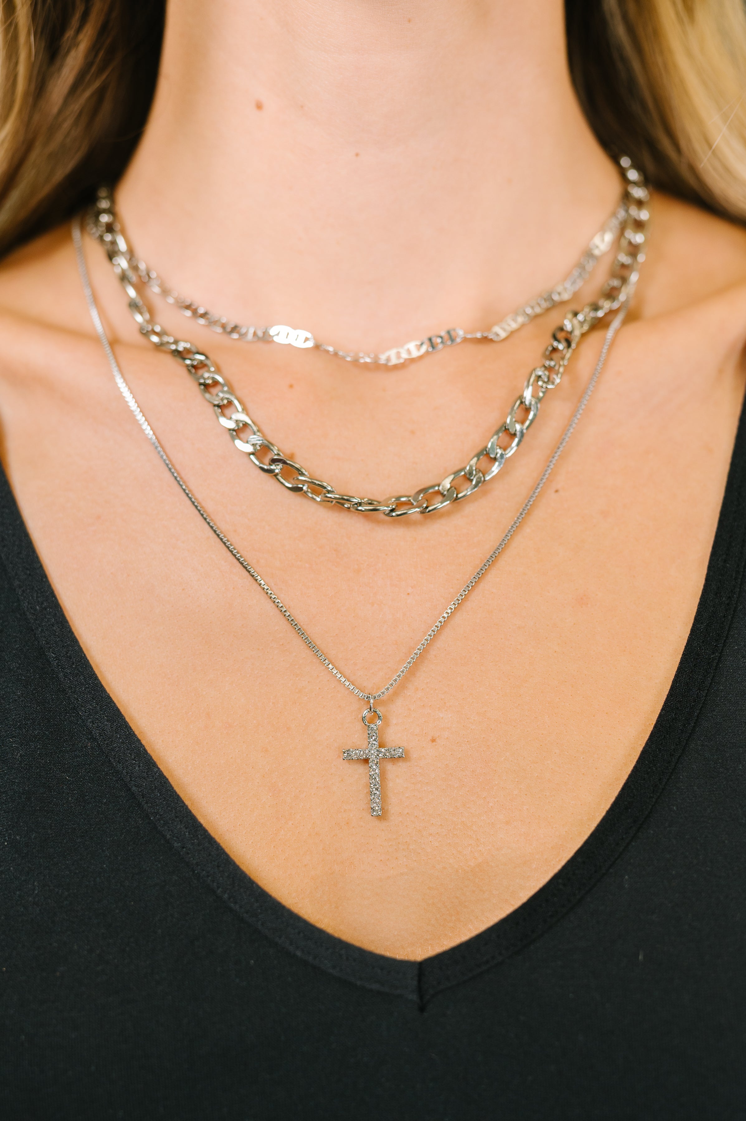 silver cross necklace