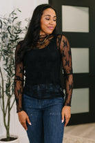 Ruffle Neck Sheer Top
