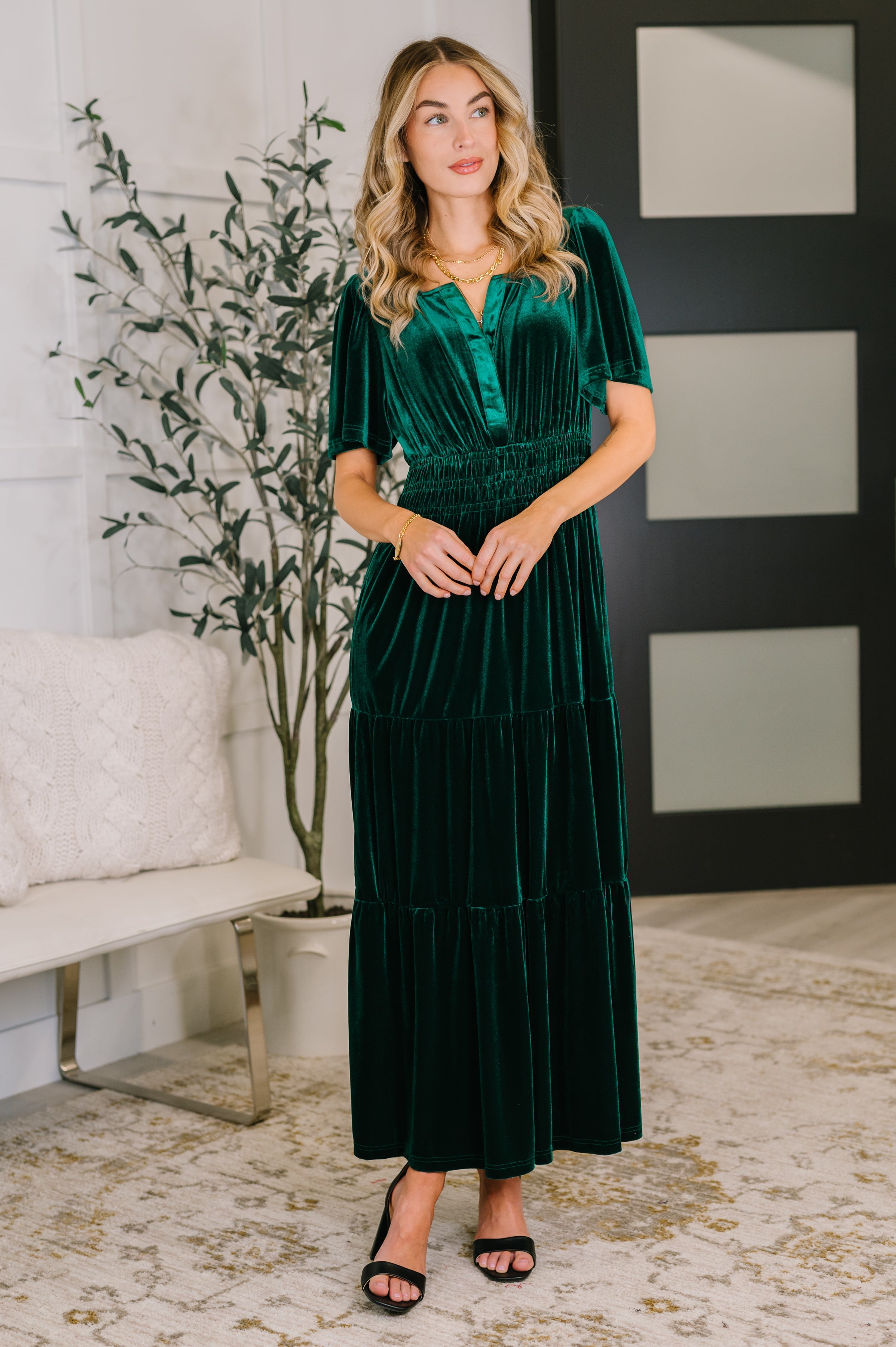 velvet tiered dress