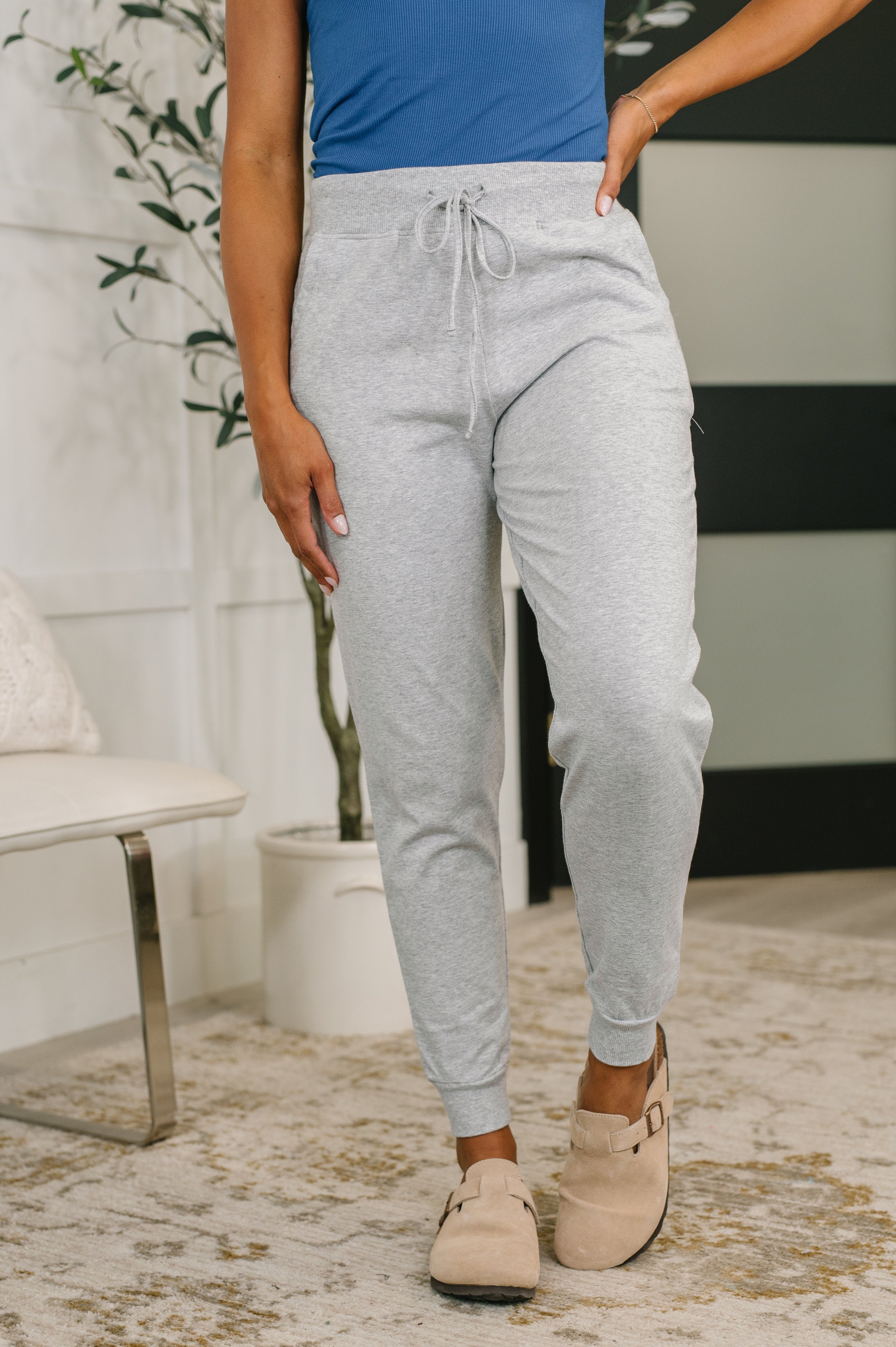 heather grey joggers, high waisted sweatpants, women's lounge pants, cotton joggers with pockets, athleisure bottoms, stretch jersey joggers, workout joggers