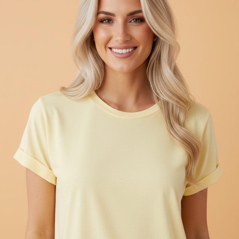 Solid Short Sleeve Crew Neck Tee: Premium Stretch Tee