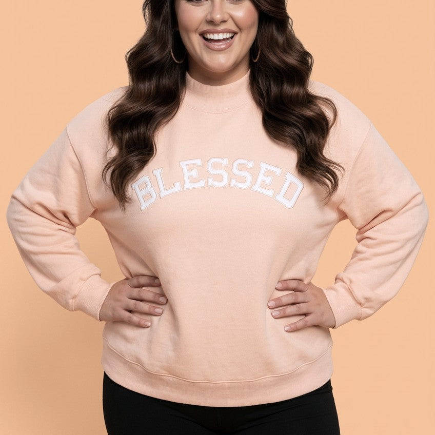 Luxury Loungewear, Designer Plus Size Sweatshirt, Premium Embroidered Pullover, Sophisticated Mock Neck, Boutique Women’s Fashion, Minimalist Luxury Apparel, High-End Basics
