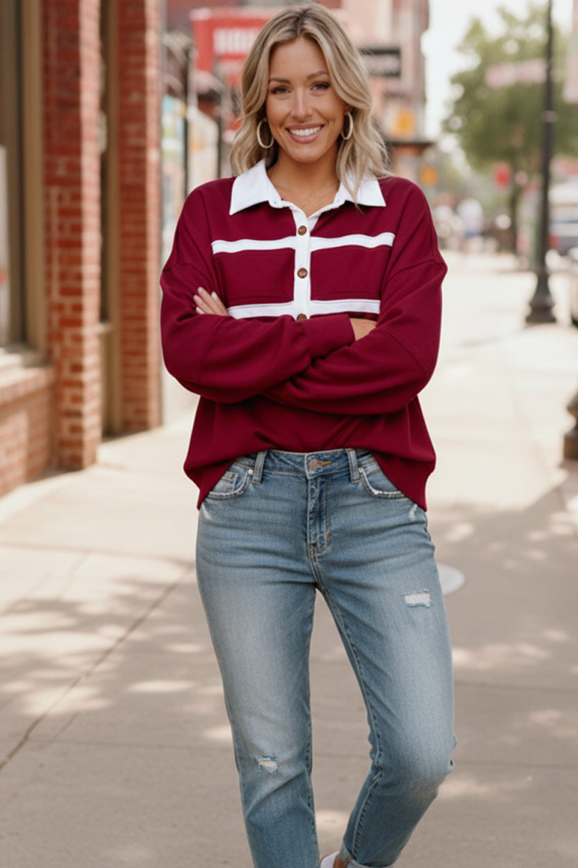 Wine Cotton Blend Polo