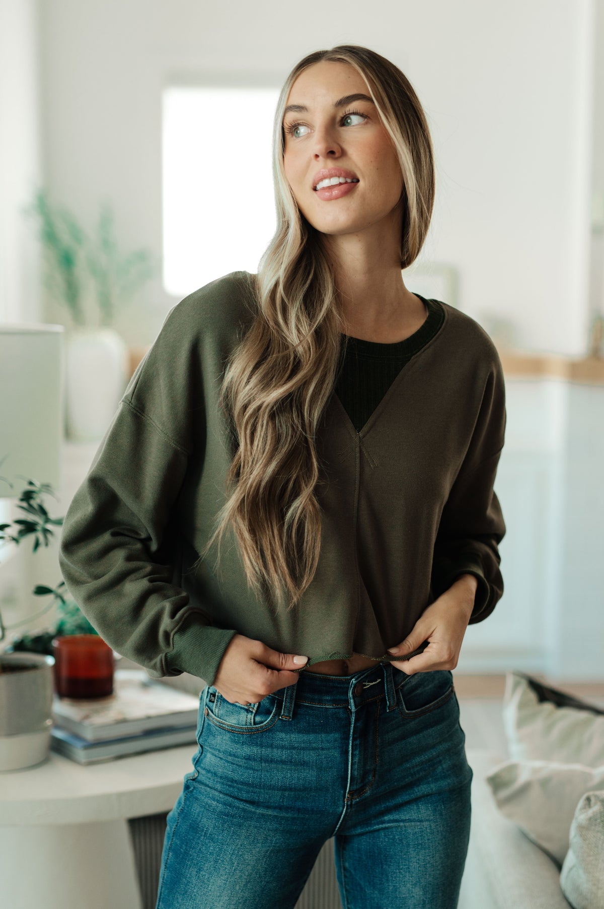 Cropped French Terry Sweatshirt
