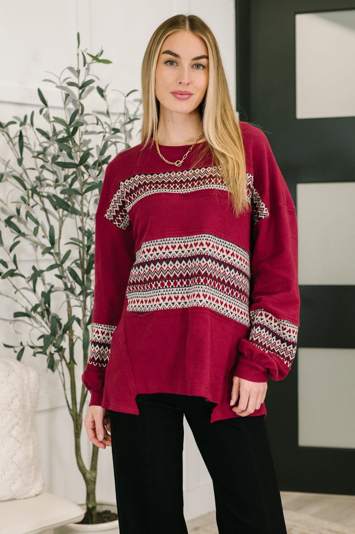 Color block French terry top