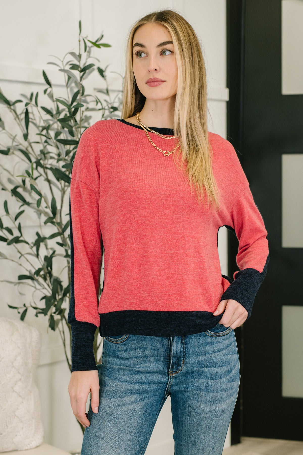 Color Block Long Sleeve Top