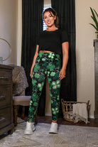 St. Patrick's Day leggings, shamrock yoga pants, green clover leggings, women's holiday apparel, festive workout gear, Irish pride leggings, high-waisted festival pants.