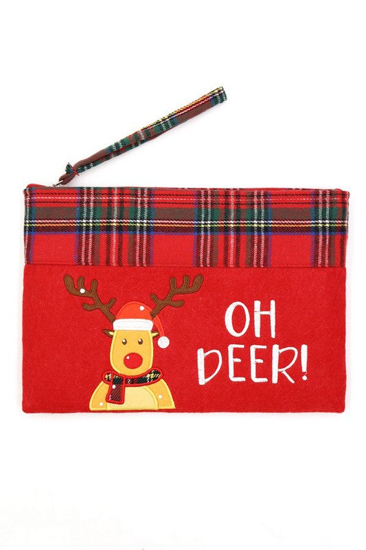 Festive Embroidered Zipper Pouch