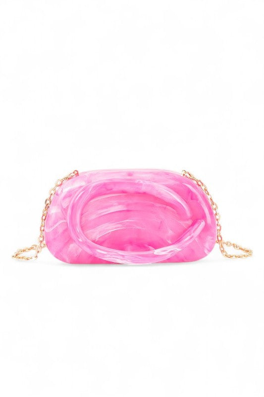 Marble resin box clutch Bag