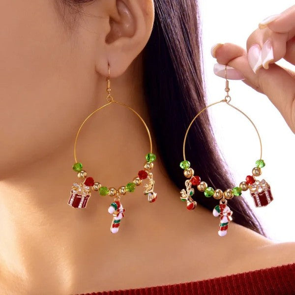 Christmas Charm Hoop Earrings