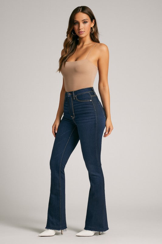Judy jeans, bootcut jeans for women, premium stretch denim, made in USA jeans, tall bootcut jeans, flare leg jeans, high stretch denim, designer bootcut jeans.
