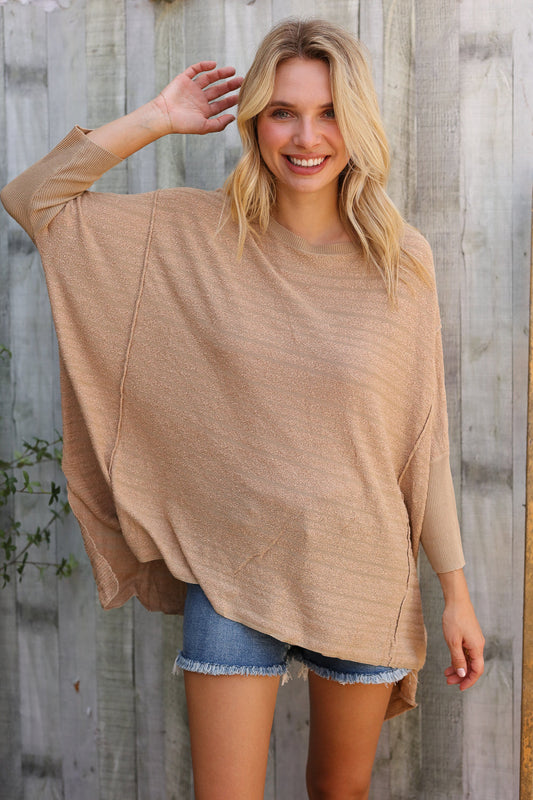 Woman Golden Hour Taupe Hi Low long sleeve top Pullover