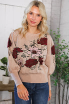 red bubble sleeve sweater