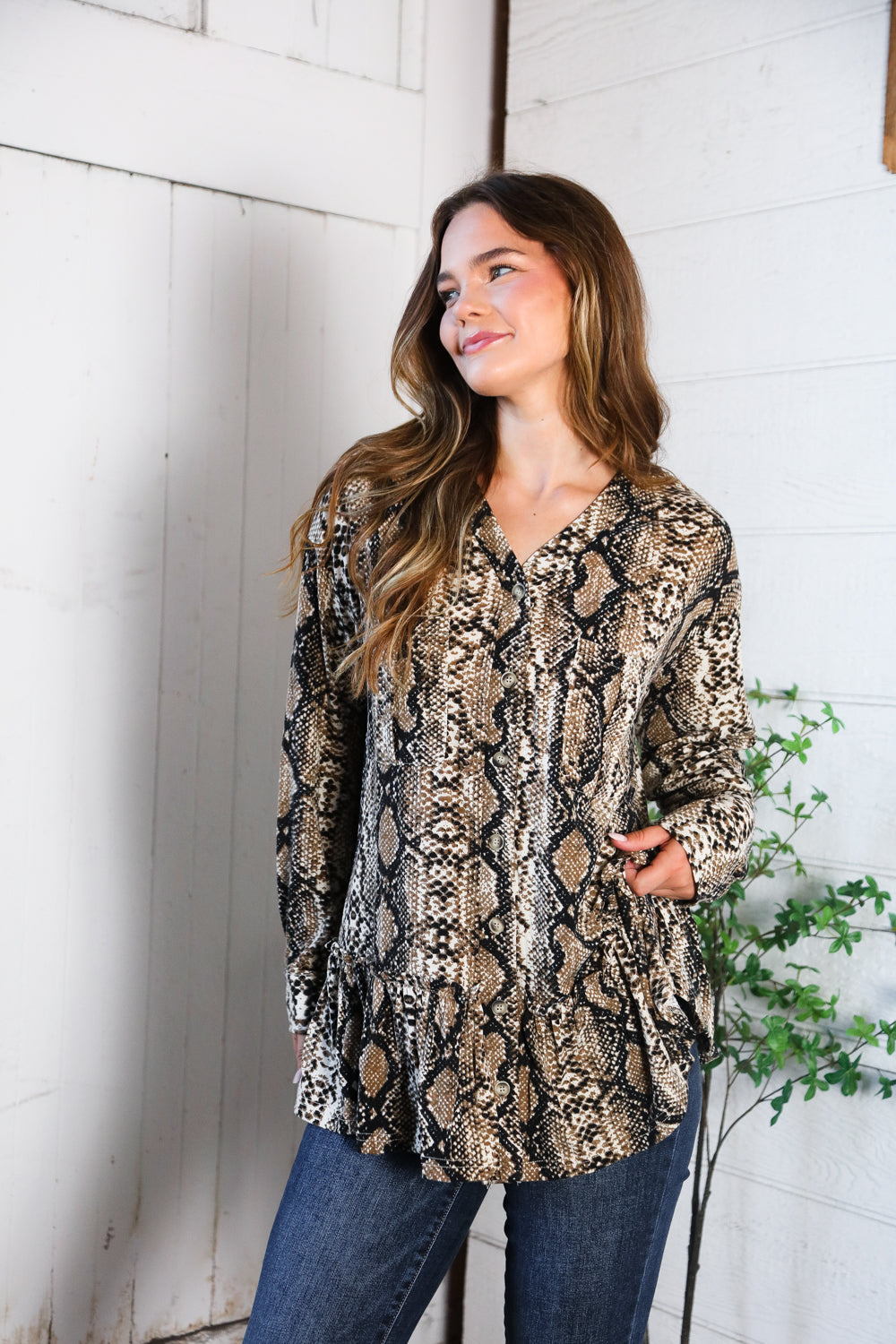 Snakeskin Print Top