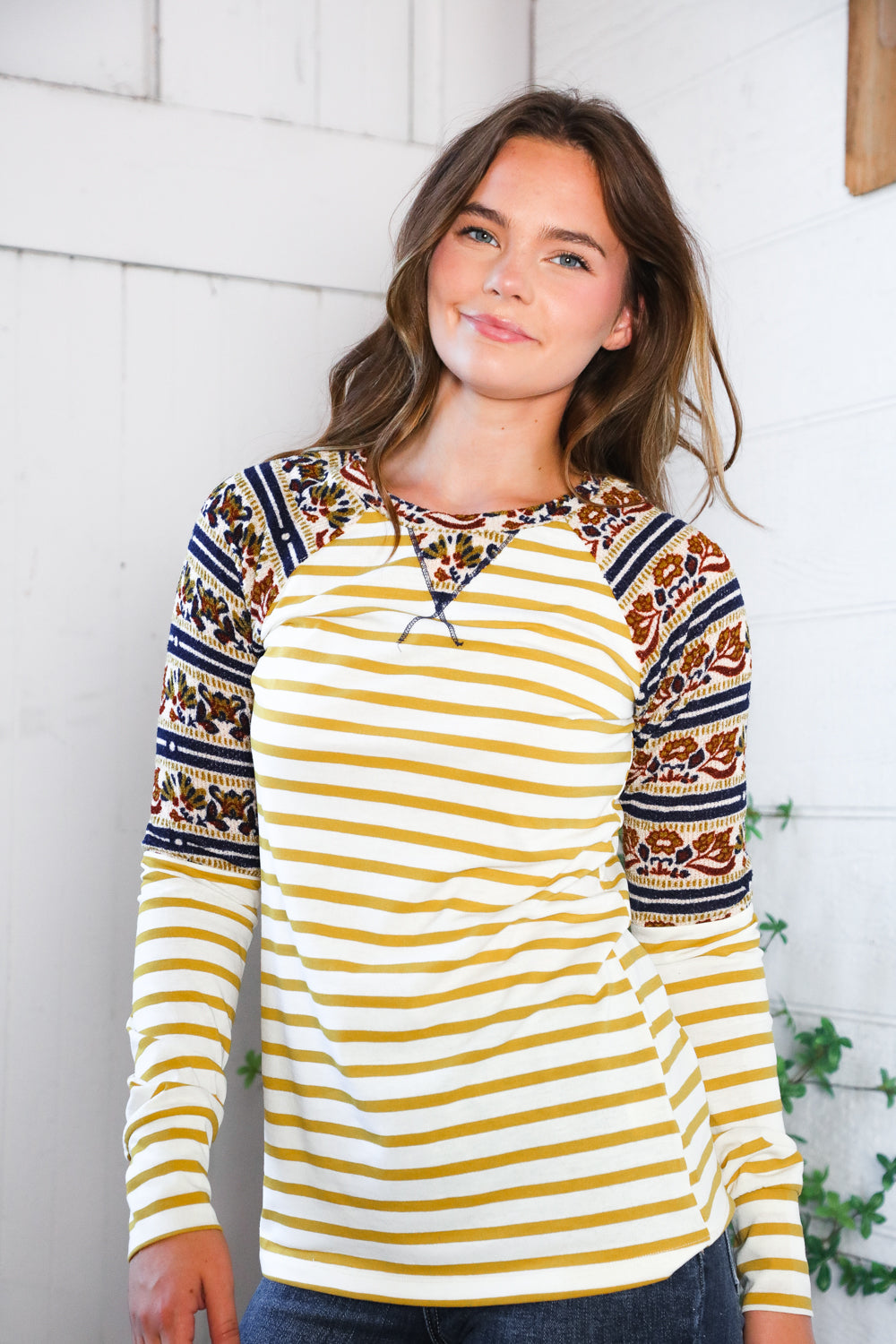 striped and floral shirt