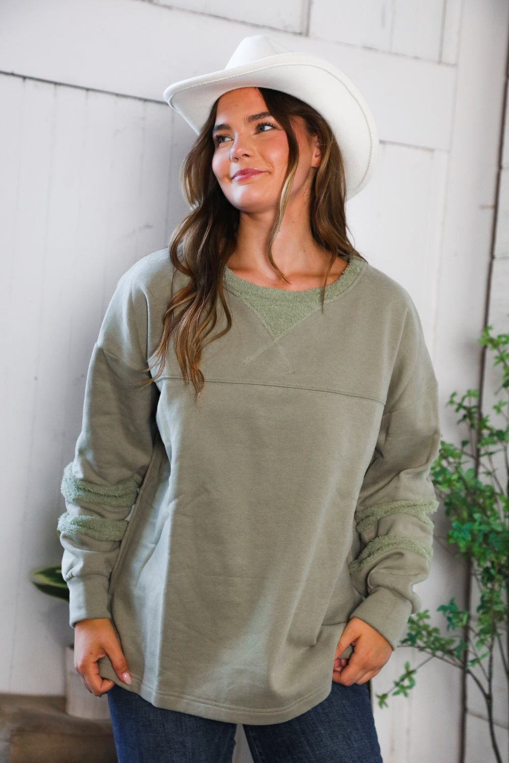sage green pullover