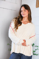 cream thick ribbed sweater