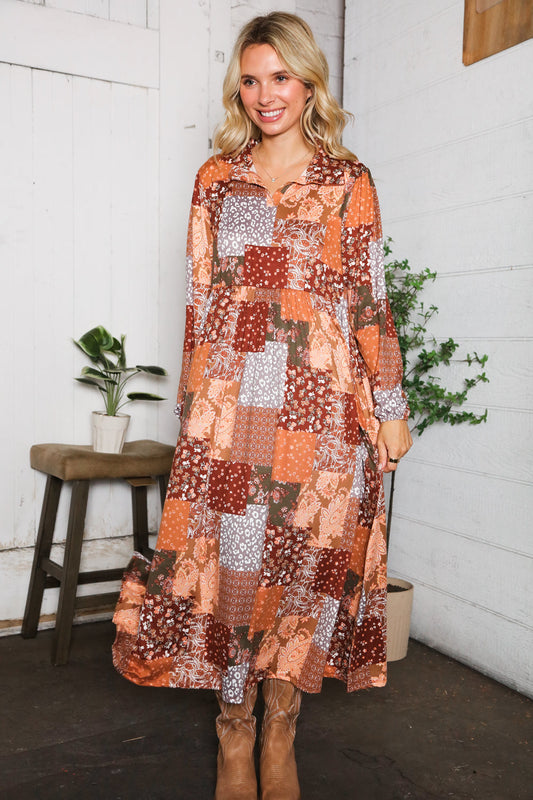 autumn patchwork dress


