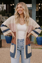 Oversized Cardigan, Colorblock Sweater, Women’s Knitwear, Navy and Mauve Cardigan, Chunky Knit Sweater, Fall Layering Essential, Open Front Cardigan, Boho Chic Sweater, Winter Knit Cardigan.