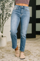 high waist straight leg jeans