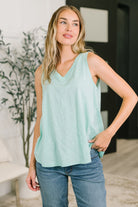 Mint tank top, women's V-neck tank, A-line sleeveless top, 100% cotton tank, heathered knit shirt, casual summer mint top, loose fit sleeveless blouse.