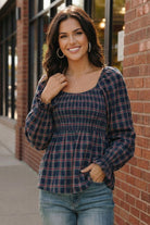 Women’s Square Neck Plaid Shirt
