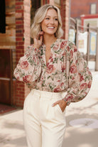 Vintage Floral Print Blouse