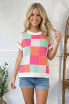 Pastel Checkerboard Knit