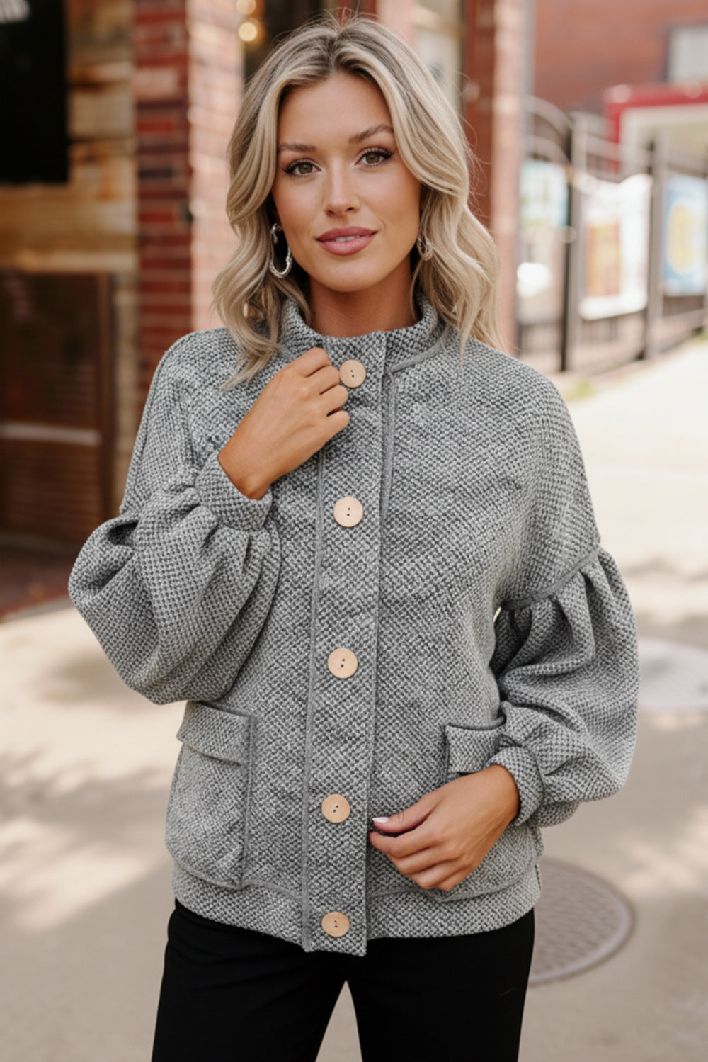 Textured Heather Grey Jacket