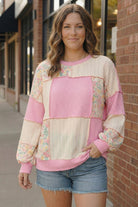 Pink Waffle Knit Pullover
