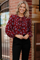 Floral Tie-Neck Blouse