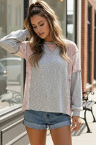 Gray and Pink Floral Knit