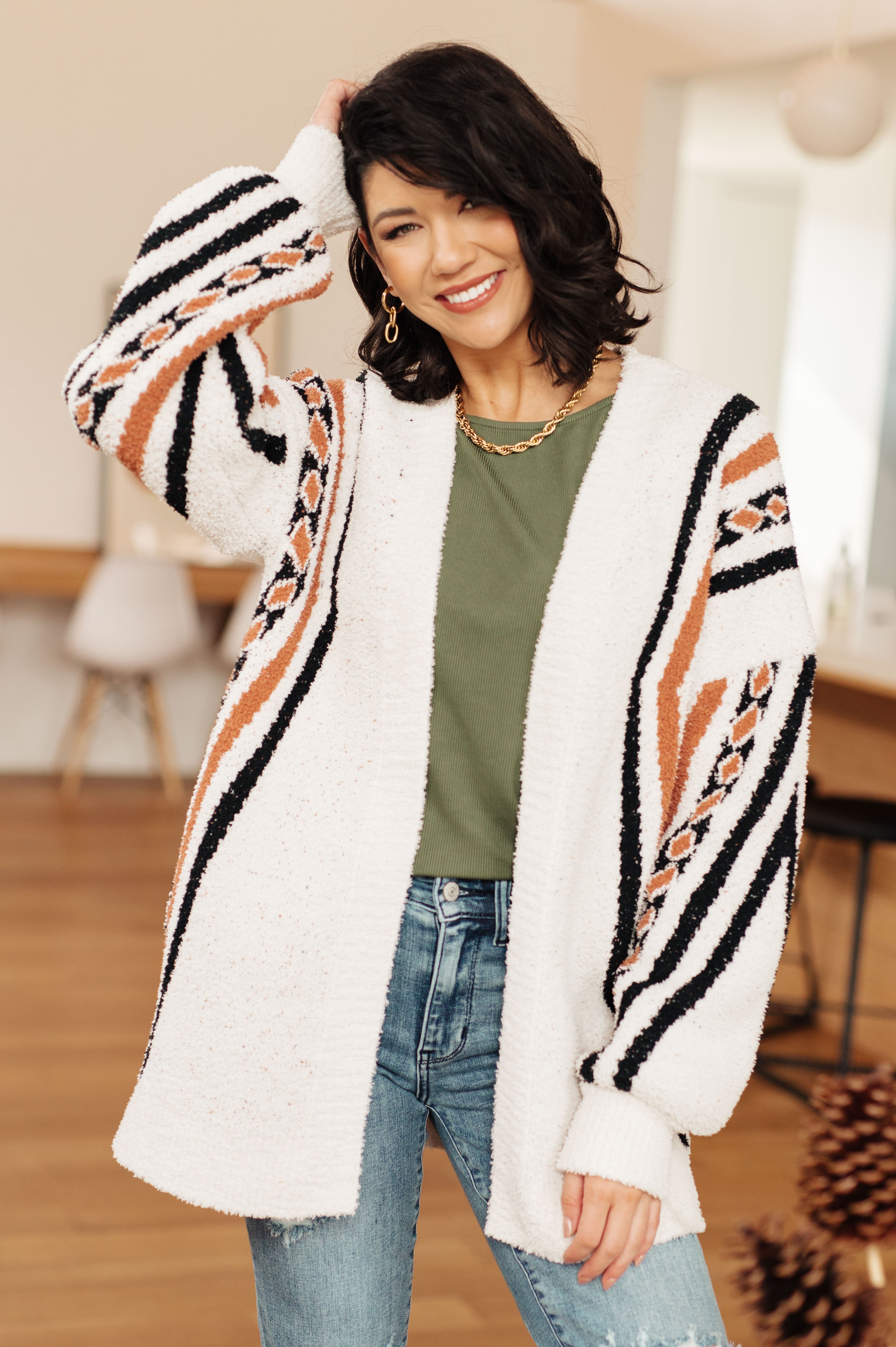 Aztec print cardigan