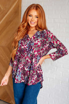 Abstract magenta top