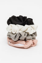 hidden pocket scrunchie, zipper scrunchie set, stash scrunchie, festival essentials, gym hair accessories, travel security hair tie, secret pocket scrunchie, 4 pack neutral scrunchies