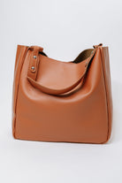 camel shoulder bag, faux leather handbag, vegan leather tote, chic brown purse, silver hardware bag, everyday shoulder bag, minimalist handbag, My Whole Life bag