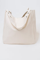 Shoulder bag, neutral purse, vegan leather handbag, cream tote bag, silver hardware bag, chic fashion accessories, everyday shoulder bag, women's minimalist bag.